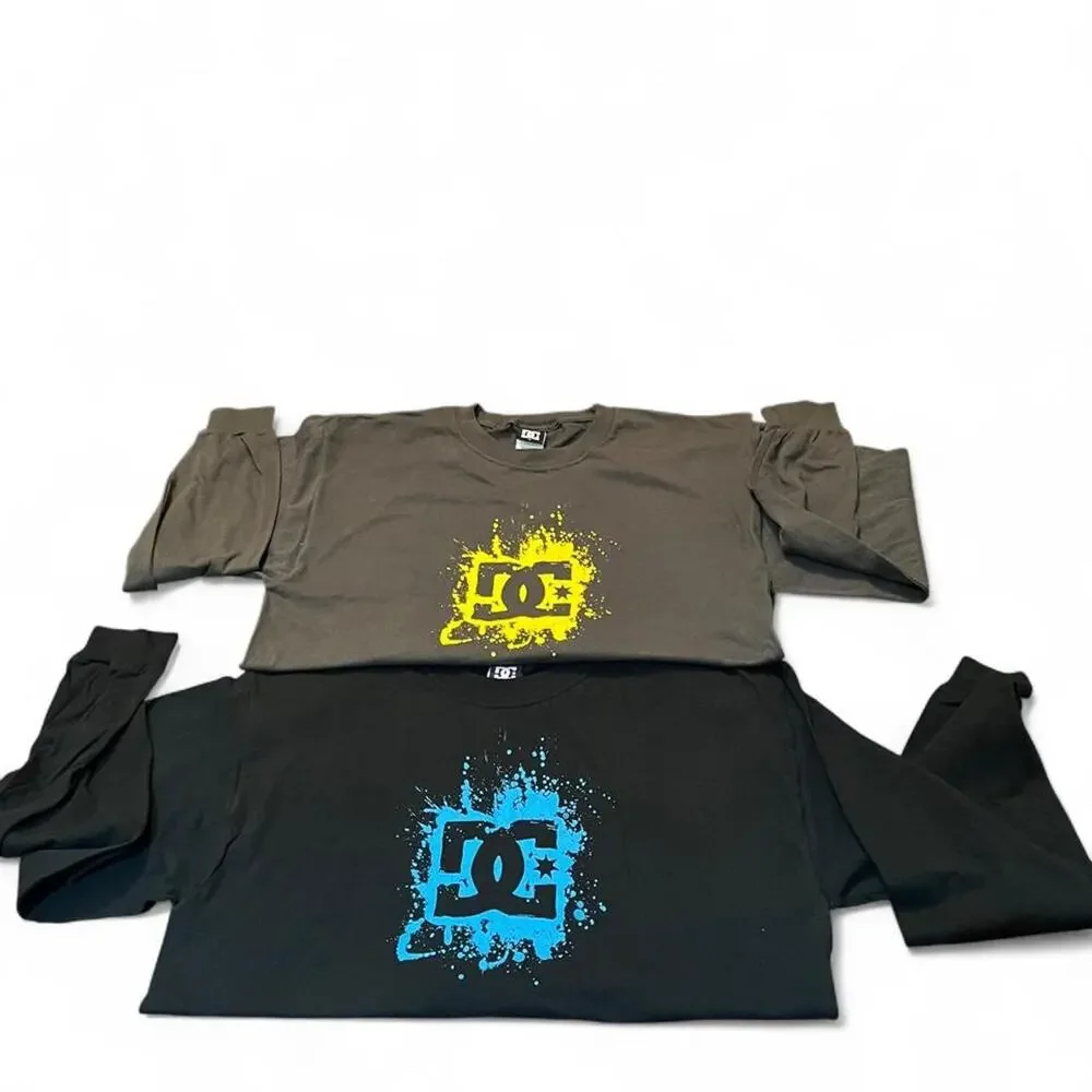 DC Shoes Vintage Splash Splatter  2pc Long Sleeve T-shirt Bundle, Size Large